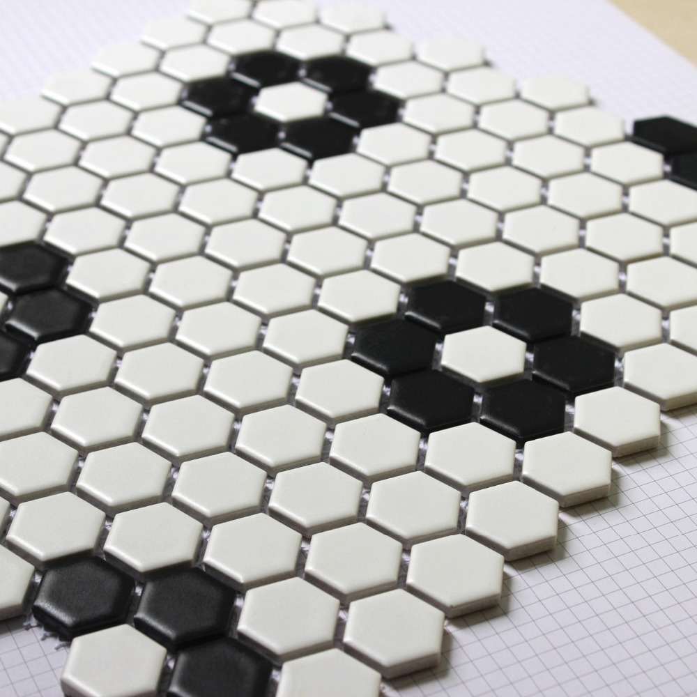 Hexagon mozaïeken tegel zwart wit parket mozaïek puzzled tegels ...
