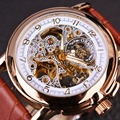 Orkina Brand Luxury Men Leather Business Skeleton Watch Black Golden Dial Relogio Masculino Mechanical Automatic Wrist
