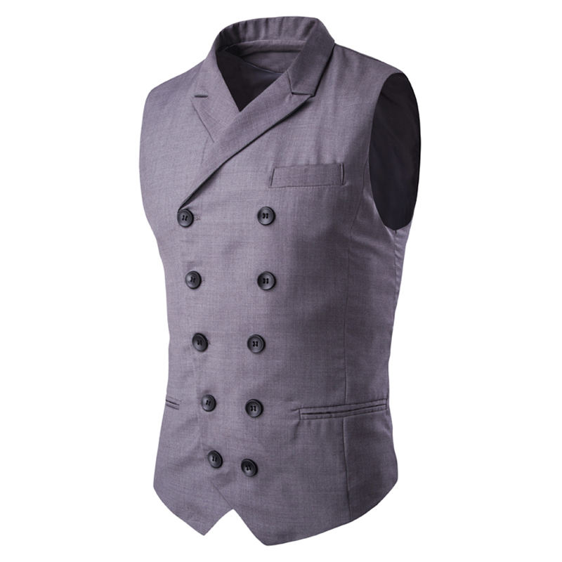 2016 New Men's Blazer Vest Double Button Sleeveless Blazer Jaqueta