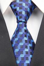 NT0025 Blue Black Plaid Fashion Jacquard Woven Classic Silk Polyester Man s Business Wedding Luxury Fashion