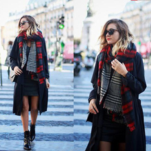 Za Christmas Scarf Winter Brand Neck Warmer Houndstooth Cashmere Tartan Plaid Double Side Blanket Scarf Shawl Scarves