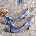 Round Toe White Lace Upper Shoes for Brides Heels 2 5 Wedding Pumps Evening Woman Shoes