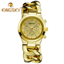 2015 nueva moda Kingsky marca Kingsky marca cadena transversal redonda Band oro rosa mujeres reloj de señora Dress reloj de tiempo