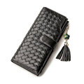 2016 New Occident Style Knitting Sheepskin Wallet Fashion Tassel Ornament Women High Quality Genuine Leather Woven