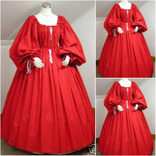 Freeship!Customer-made Red Cotton Halloween Dresses Gothic Cosplay Victorian dress Renaissance Dress Steampunk dress V-202