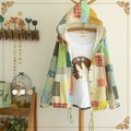 Cotton Jacket Women Winter Lacin Hooded Coat Female New Fashion Long Sleeve Outerwear Colored Geometric Patterns