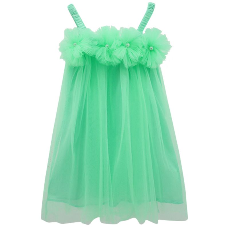 New Arrival Summer Baby Girls One Piece Strap Tutu Tulle Dress Chiffon Flowers Casual Dress