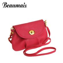 Beaumais Dumplings shape mini small women messenger bags candy color shoulder pu leather bag women clutch bag wallet HB002