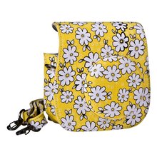 Lovely Flower Denim Fabric Camera Bag Case with Shoulder Strap for Fujifilm Instax Mini 8 Fuji Film Camera (Yellow)