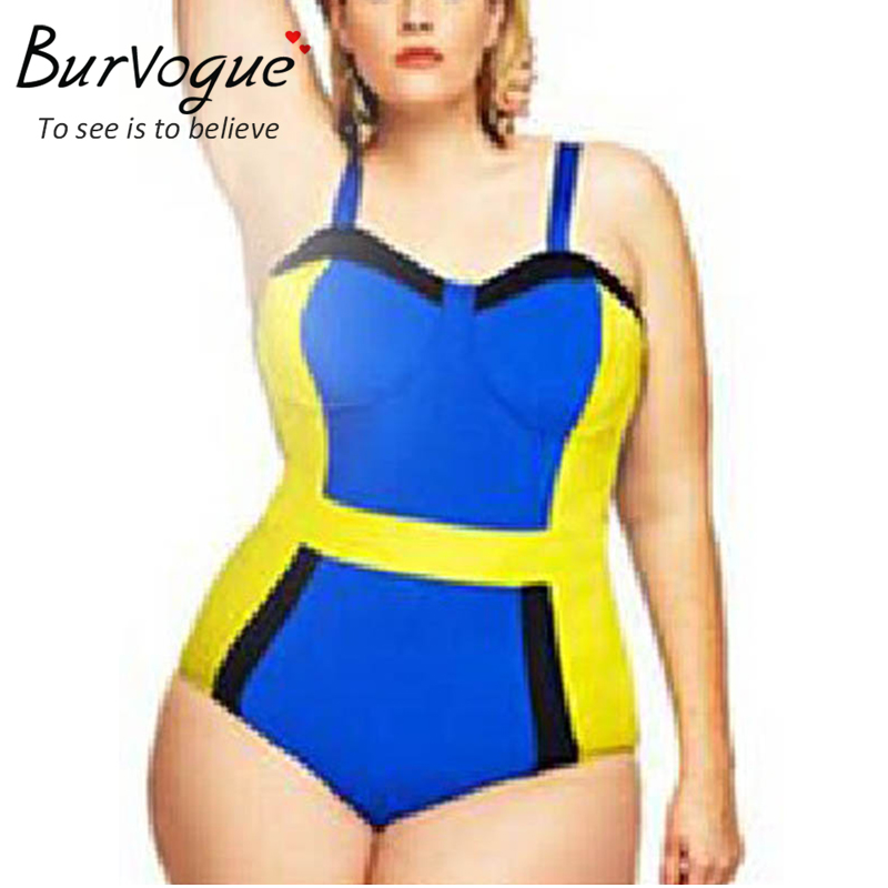 Burvogue One Piece Swimsuit for Women Plus Size Swimwear Sexy Swimsuit One Piece 2016 Summer Holidays Push Up Swimwear