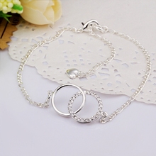 SA005 New Arrival 925 Sterling Silver Crystal Circle Foot Bracelet Sexy Anklets For Women Barefoot Sandals