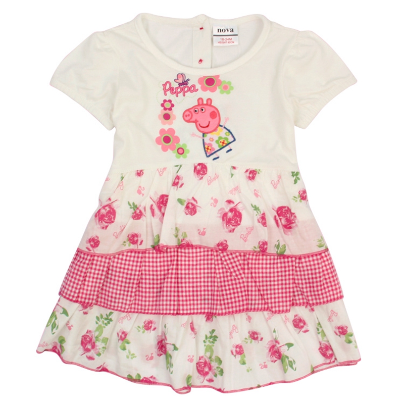 nova kids clothes dress for girls floral children clothing princess dress embroidery cartoon pig summer style girl dress H4690