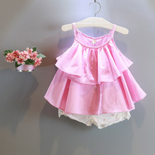 retail 1 pieces 2015 summer children blouse girl cute Cake girls sleeveless garment for 2~7 age girl infants blouse