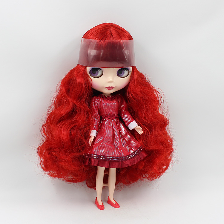 レッド ロング ヘア ブラ イス人形ヌード diy おもちゃ ファッション人形女の子の ため の ギフト