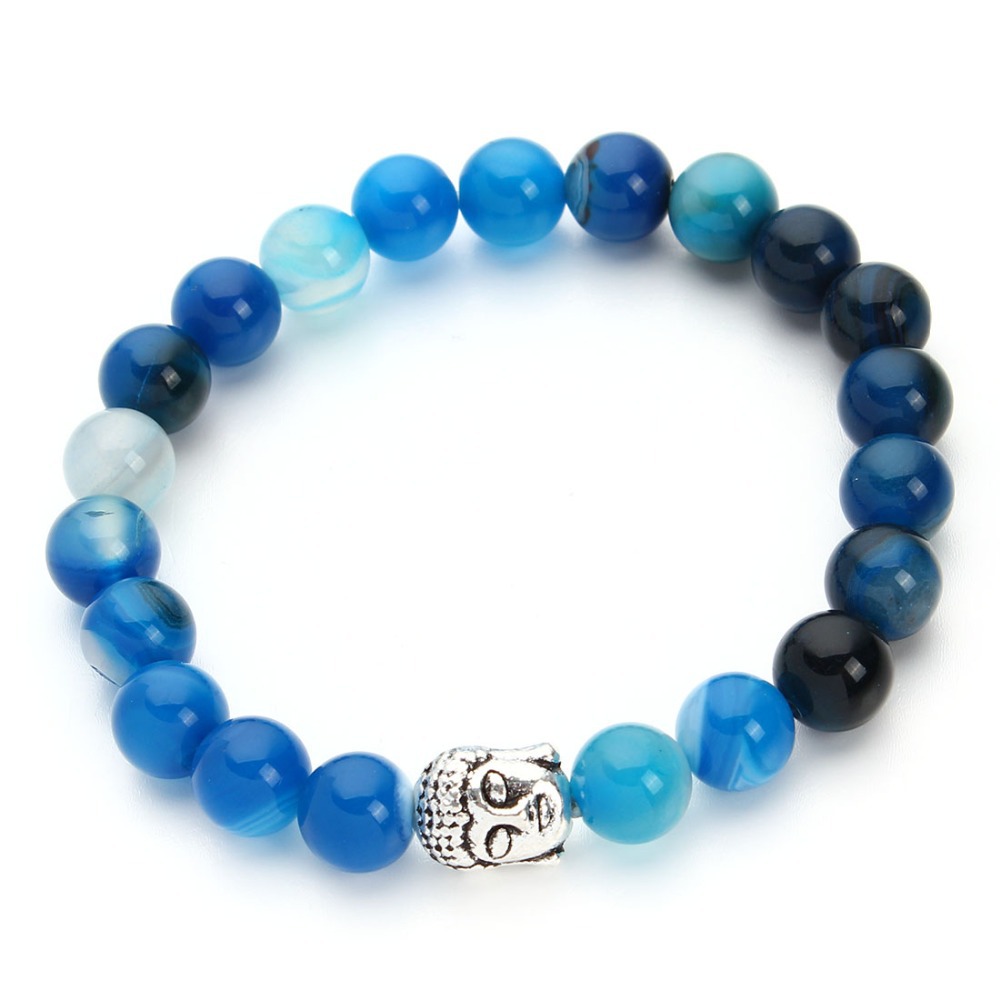2015 Hot Lava Stone Onyx Bead bracelet elastic chain Natural stone new fashion buddha Bracelets Bangles