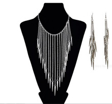 New Collares Jewelry European Style Vintage Trendy Fashion Necklace Rivet Long Tassels Punk Accessories Women