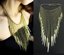 Woman Maxi Necklace Collar Chain Multi-layer CCB Rivet Long Tassel Necklace Punk Vintage Jewelry for Woman Bijoux