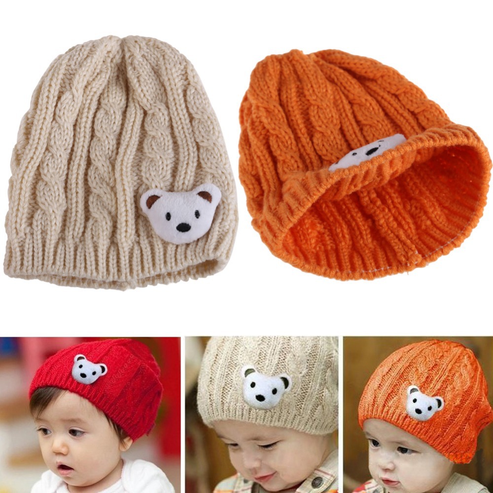  Cu3 New Soft Winter Crochet Baby Newborn Toddler Boy Girl Beanie Hat Cute Bear Cap