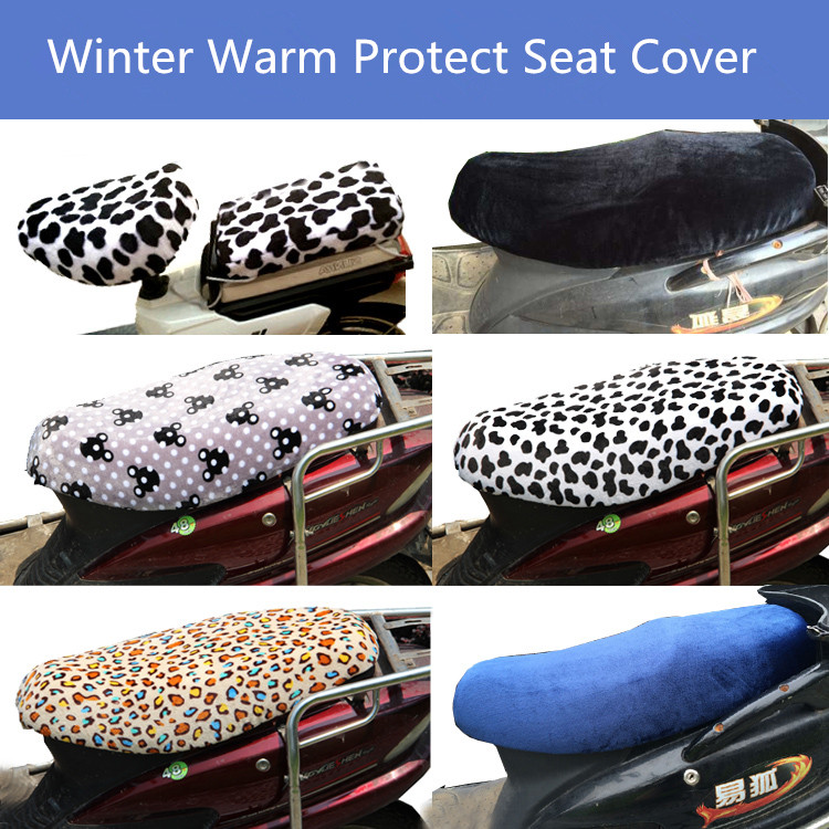 Winter Warm Motorcycle Seat Cover Sun Protect Flannel Fleece Heat insulation Scooter Cushion Seat Cover Bike Seat Cover