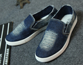 Washed denim canvas shoes Male models a pedal lazy shoes Men model of flat shoes