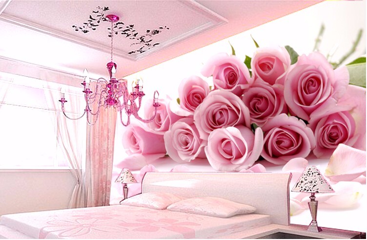 Description Picture 6 of itembeibehang 3d photo wallpaper for Bedroom Pink Stereoscopic rose flower romantic living room bedroom wall mural wall paper