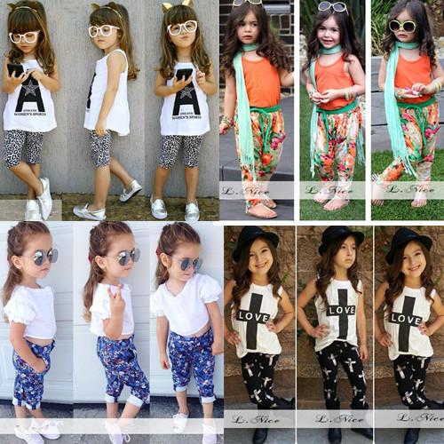 2015 girls summer clothing sets kids girls floral skirt t shirt clothing sets children short sleeved