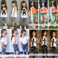 2015 girls summer clothing sets kids girls floral skirt t shirt clothing sets children short sleeved