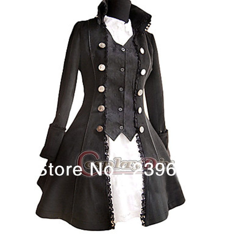 2013 New Fashion Custome Made Long Sleeve Blck Noble Gothic Lolita Coat
