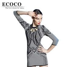 Women Female Lady Work Sheath Plaid font b Tartan b font Three Quarter Sleeve Regular Knee