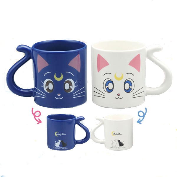 2015 Cute kawaii anime Sailor Moon Crystal 20th anniversary Tsukino Usagi Luna and Artemis coffee couple