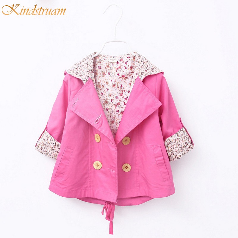 2016 Spring Baby Girls Floral Jackets Brand Cotton Hooded Flower Coats for Infant 0 3 Years
