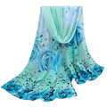 Brand new Women Beautiful Rose Pattern Chiffon Shawl Wraps Oversized Stole Ladies Scarves 2016 Gift 1pcs