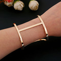 AFJ 2017 Women s Punk Cuff Silver Gold Fashion Wide Bangle Bracelet Simple Unisex Jewelry 6RM2