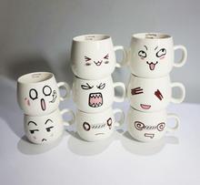 Creative Fun Lovely 8 Styles Cute Face Mug White Pottery Ceramic Cup Tea Coffee Milk Cup With Handgrip 300ml