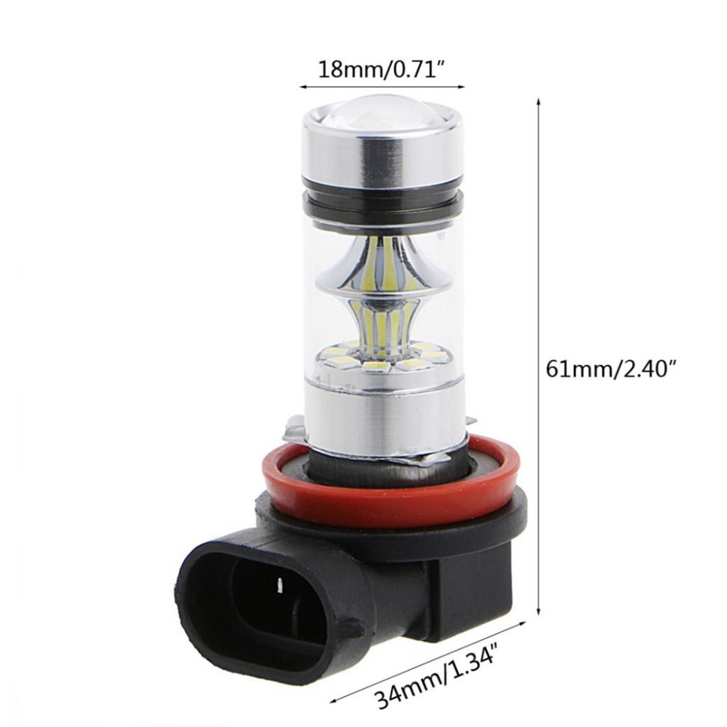 D DOLITY 2pcs Yellow H11 100W High Power Car Fog Daytime Running Light LED Bulbs