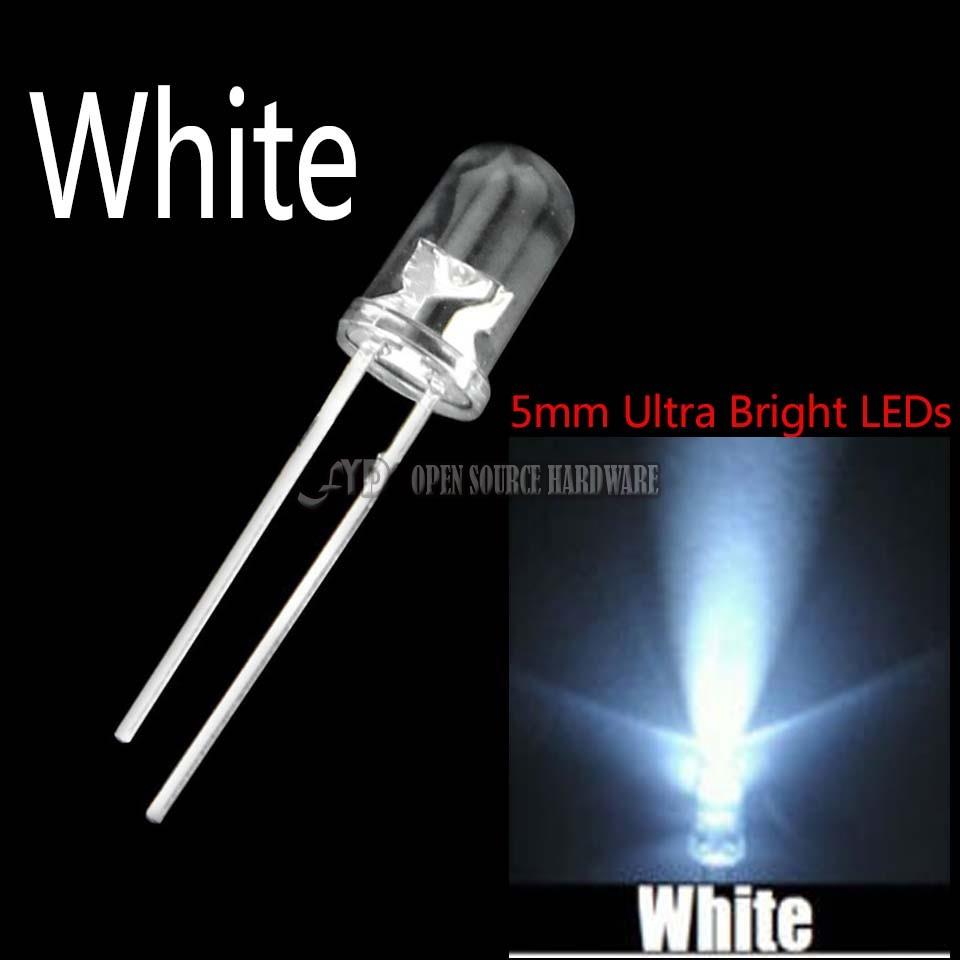 500pcs F5 5mm White Round Superbright LED Light LED lamp NEW L9