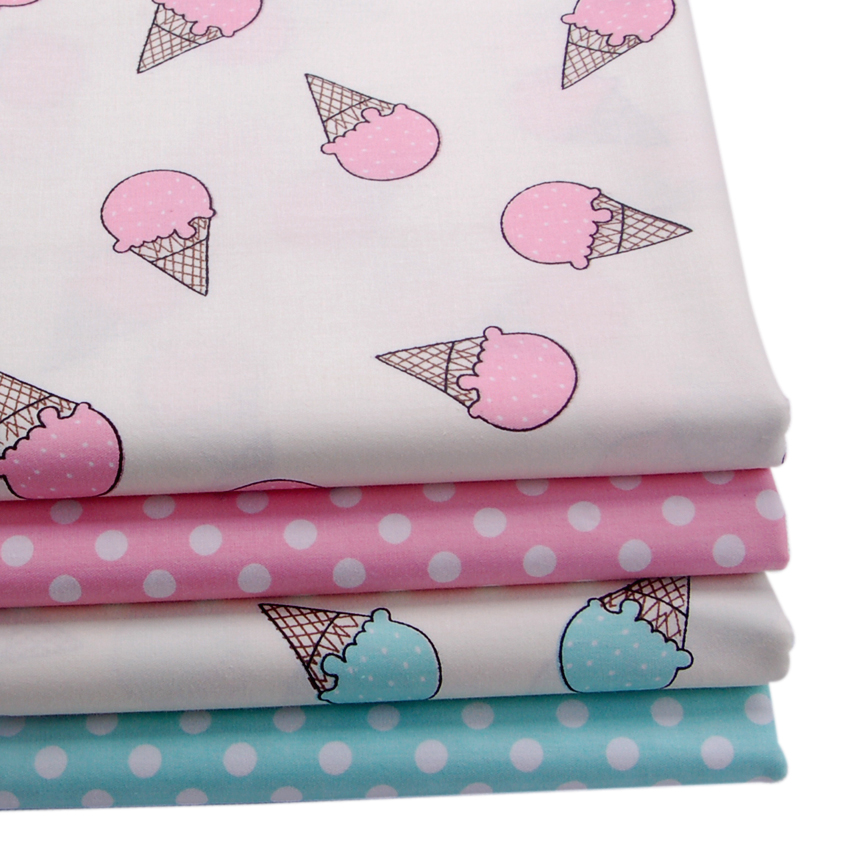 50*157cm ice cream dots cotton fabric for Tissue Kids Bedding textile for Sewing Tilda Doll, DIY handmade materials,48406