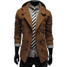 2015 new winter men s casual luxury fashion double breasted hooded jacket free shipping A06 5606