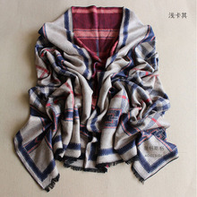 2016 Korean version of the fall and winter Tartan Ms. England retro plaid jacquard thick warm cashmere wool scarf long section