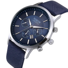 NORTH Brand Sports Watches Luxury Fashion Men Genuine Leather Band Analog Quartz Watch Male Business Watch relogio masculino