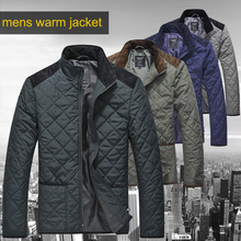 Lesmart Mens Winter Padded Coat Jacket New Arrival Brand Hot Item Warm Windproof Plus Size Argyle Patchwork Outerwear Parka