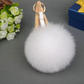 Big Size Fox Fur Ball Keychain Genuine Fox Fur Pompom Keychain Fashion Fur Pendant Fluffy Fox