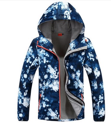 Gsou Snow womens flowered soft shell breathable fleece coat ladies spring autumn winter outdoor sports jacket waterproof jacket