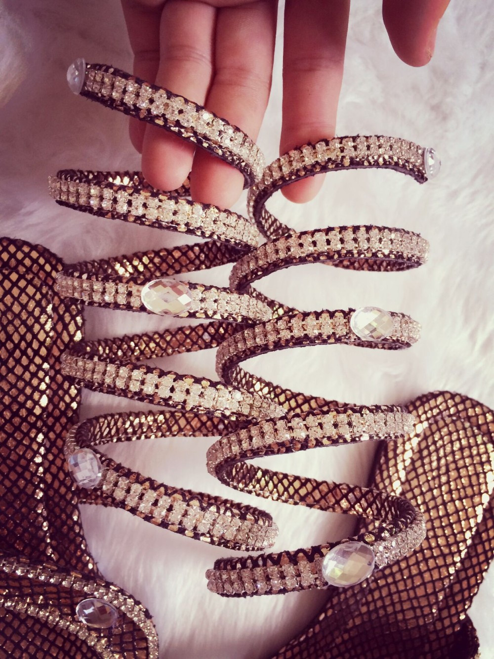 snake rhinestone sandals