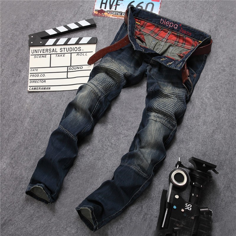 Denim Biker Jeans 2015 Hot Sale New Brand BIEPA Slim Ripped Skinny Jeans Straight Denim Biker Jeans 