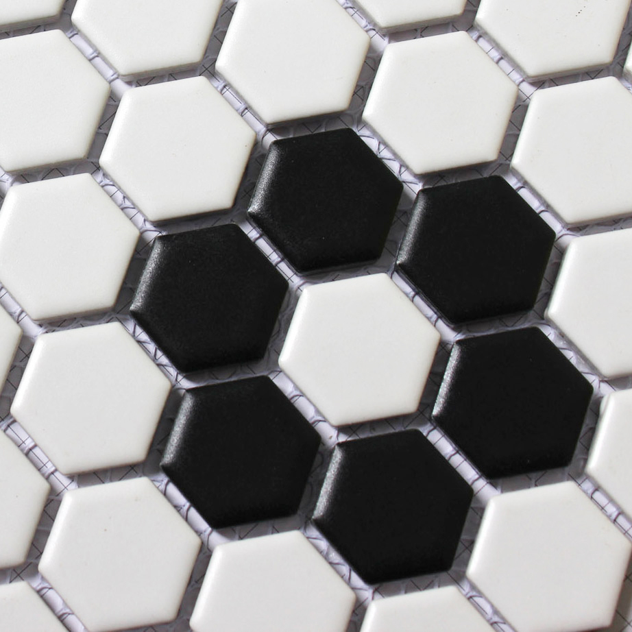 Hexagon mozaïeken tegel zwart wit parket mozaïek puzzled tegels ...