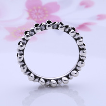 925 Sterling Antique Silver Oxidized Ring European Style Flowers Charm Wedding Rings Jewelry For Party Compatible