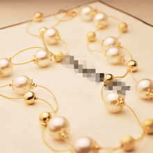 High Quality New 2014 Fashion Women Vintage Accessories Jewelry, Elegant Sweater Long Pearl Chain Necklace JJ238