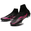 2016 newest superfly mens soccer shoes FG high ankle black pink V sock boots football cleats