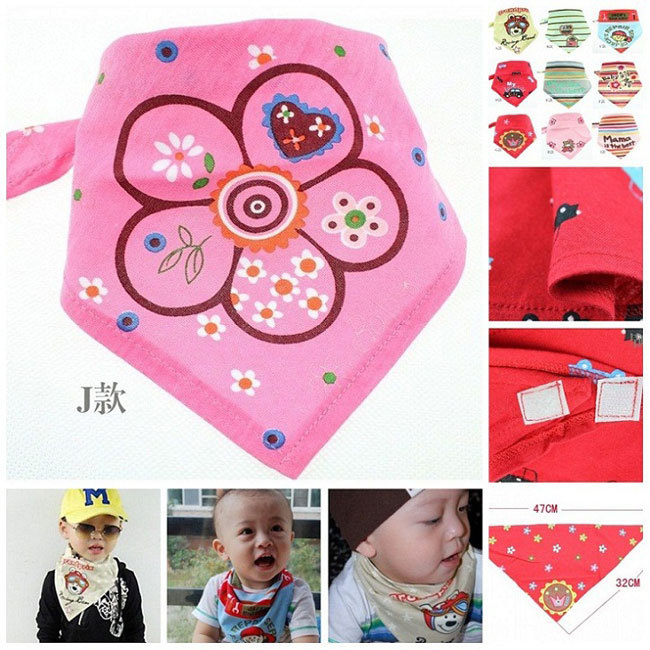 2015 new year cotton baby Slobber towels lovely baby Triangular bandage fashion scarves bibs 10 designs available